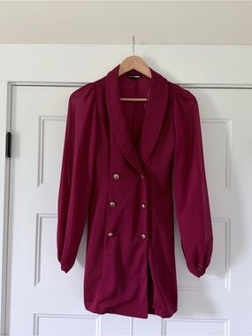 Fashion Nova Darker Red Military Mini Blazer Dress XS